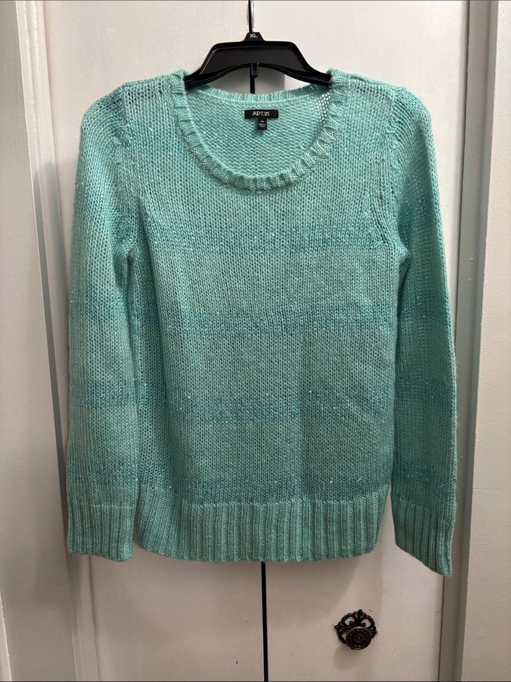 Apt. 9 Women's Seafoam Sequin Scoop Neck Sweater
